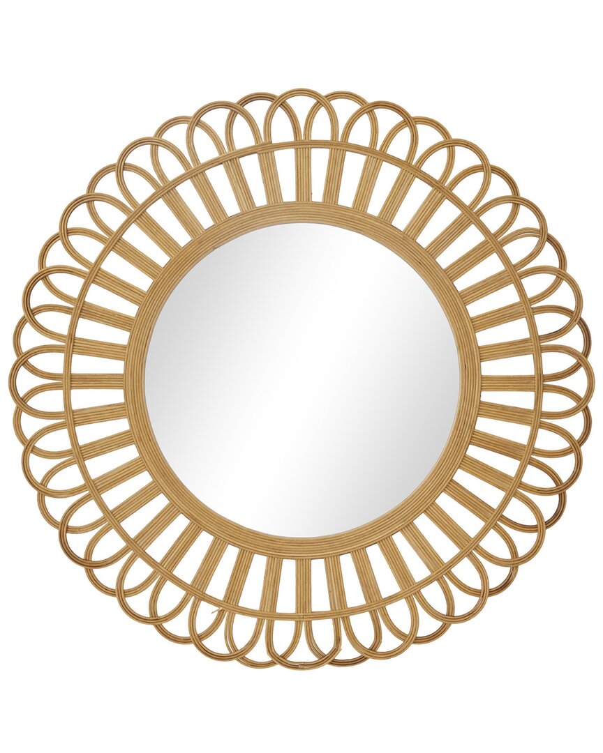 Peyton Lane Brown Rattan Bohemian Wall Mirror