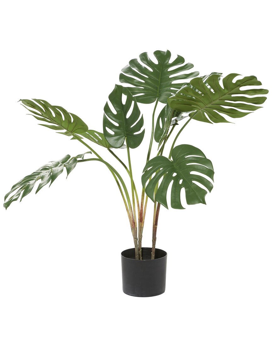 Peyton Lane Monstera Leaf Decorations With Pot In Green