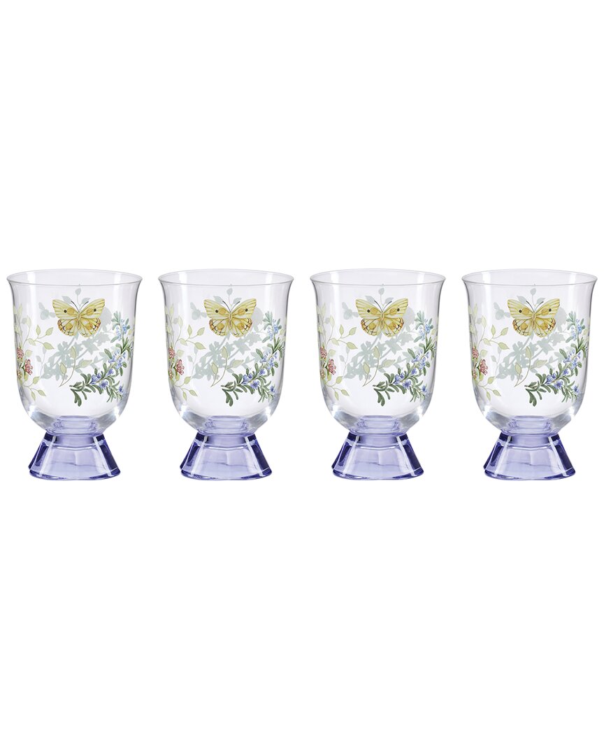 Lenox Set Of 4 Butterfly Meadow Herbs Short Tumblers In Transparent