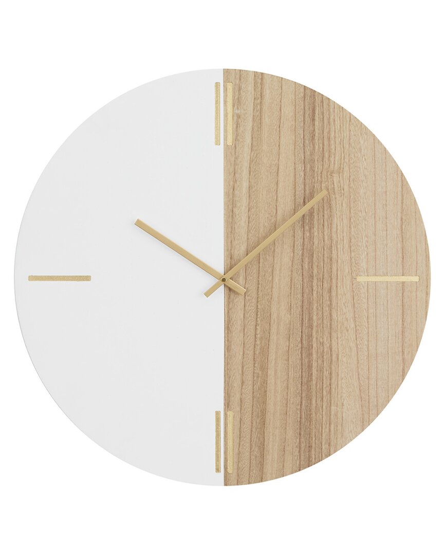 Cosmoliving By Cosmopolitan Wood Clock In Brown