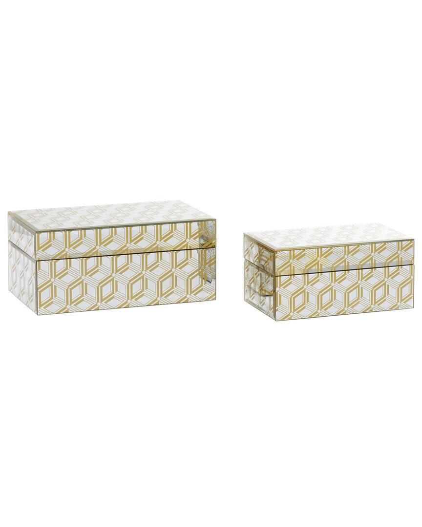 Cosmoliving By Cosmopolitan Set Of 2 Decorative Boxes In Gold