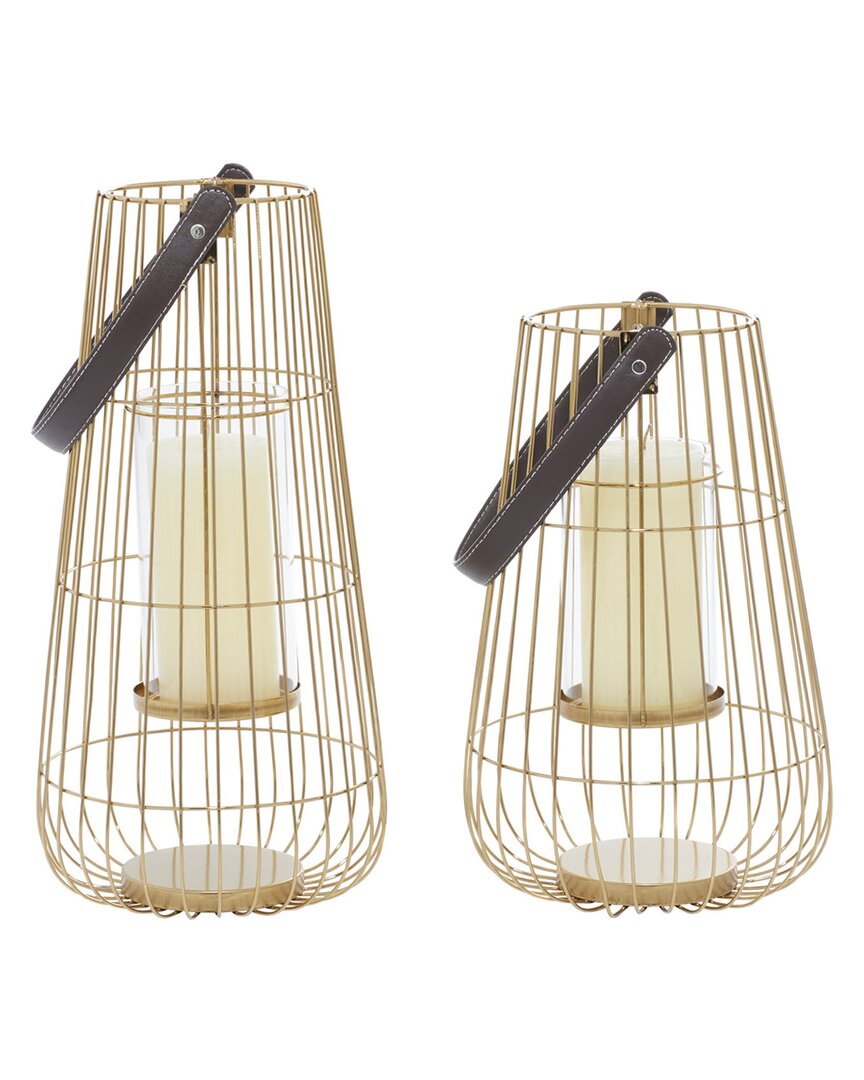 Peyton Lane Set Of 2 Lanterns In Gold