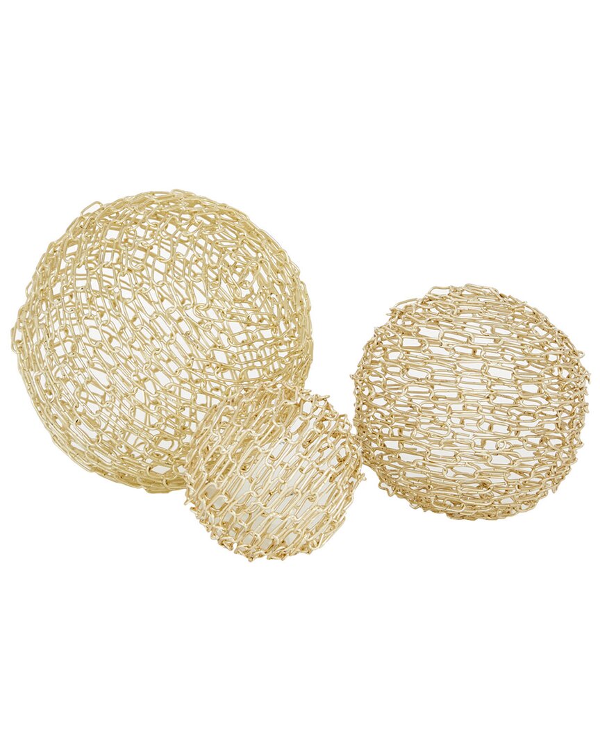 Cosmoliving By Cosmopolitan Set Of 3 Spheres Decor In Gold