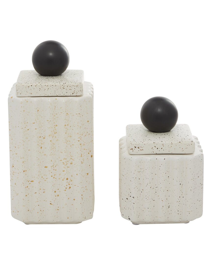 Peyton Lane Set Of 2 Ceramic Decorative Jars In White