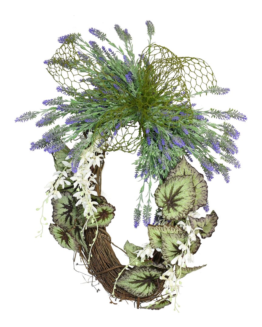 Creative Displays 24in Oval Grapevine Orchid Wreath In Purple
