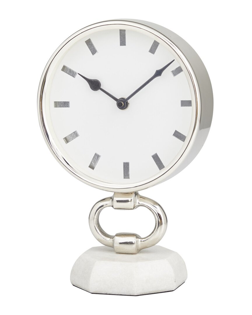 Peyton Lane Stainless Steel Modern Clock In Silver