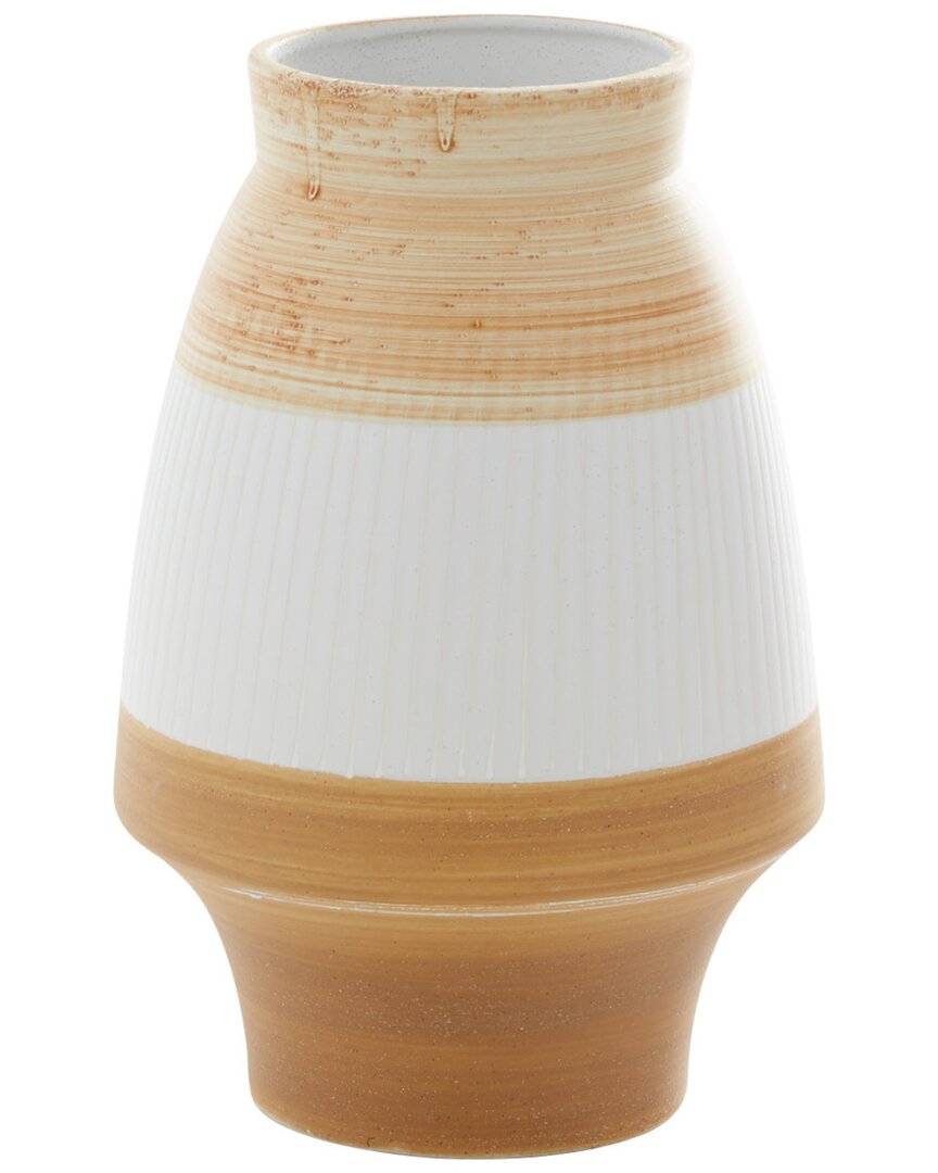 The Novogratz Brown Ceramic Handmade Vase With Terracotta Accents