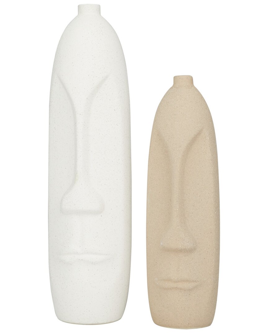 Shop The Novogratz Set Of 2 Beige Ceramic Easter Island Head Vase