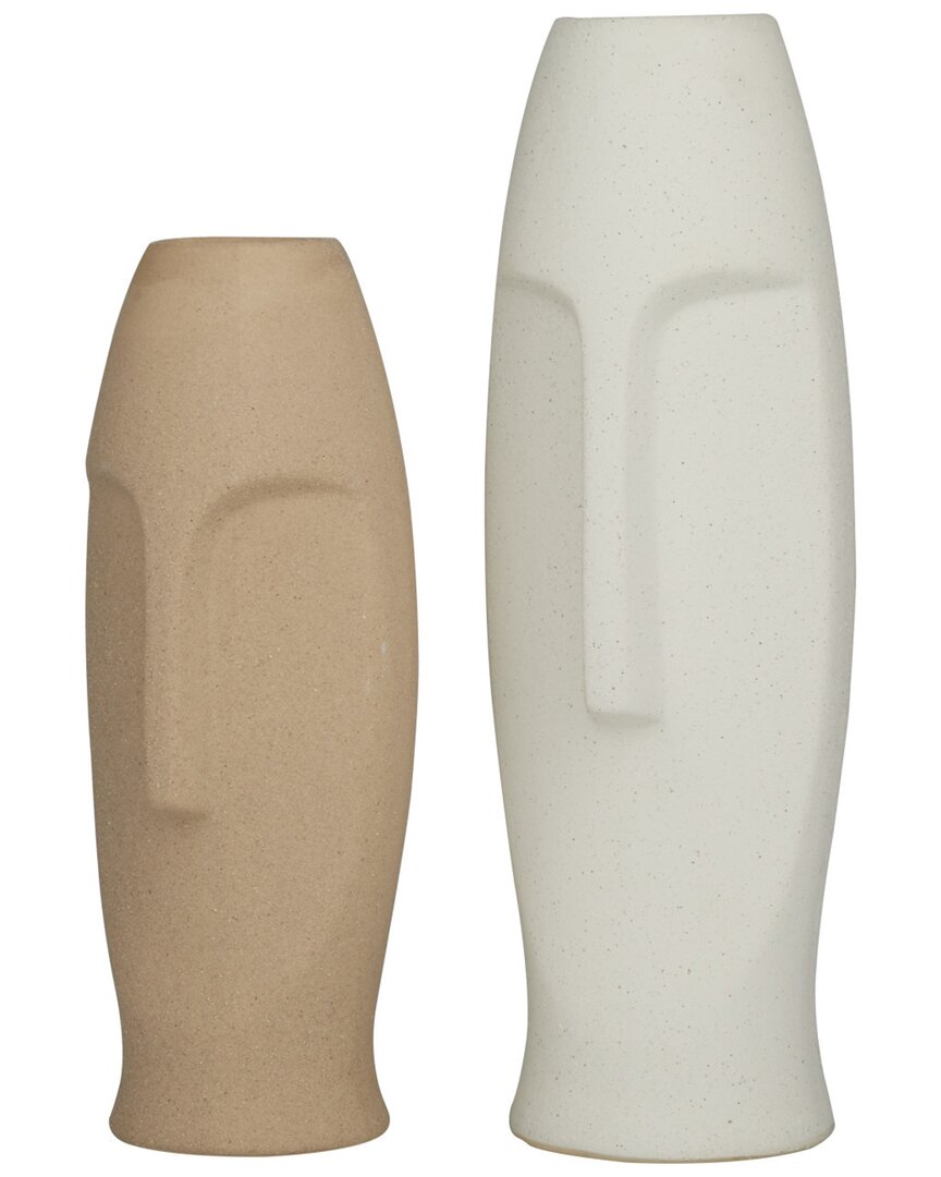 Peyton Lane Set Of 2 Multi Colored Ceramic Easter Island Head Vase