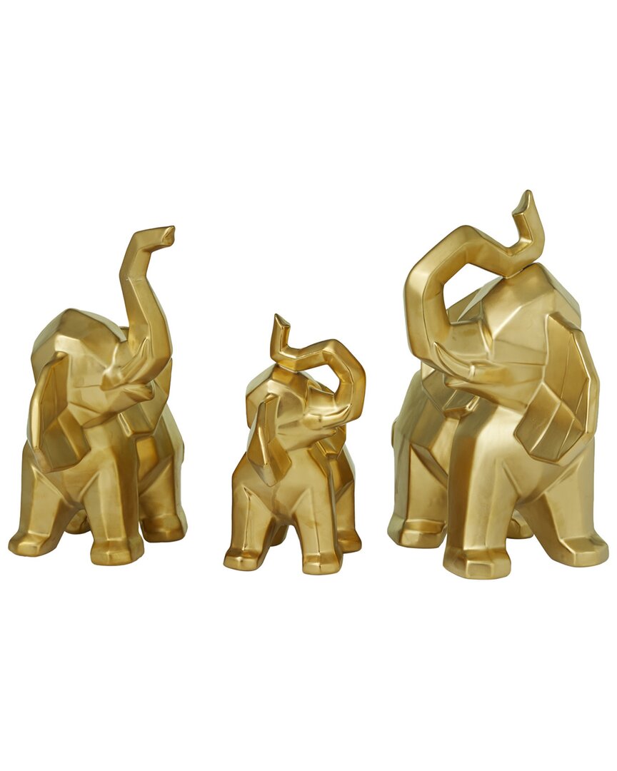 Cosmoliving By Cosmopolitan Dnu  Set Of 3 Gold Decorative Elephants