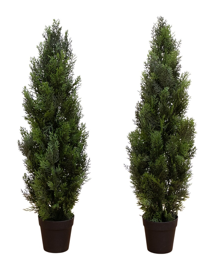 NEARLY NATURAL NEARLY NATURAL SET OF 2 INDOOR/OUTDOOR UV-RESISTANT 3FT ARTIFICIAL CEDAR PINE TREES 