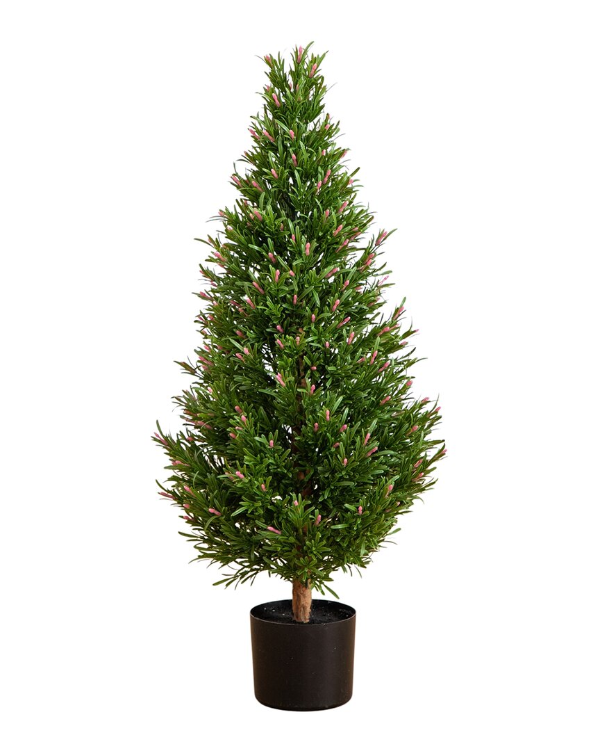NEARLY NATURAL NEARLY NATURAL 3FT INDOOR/OUTDOOR UV-RESISTANT ARTIFICIAL ROSEMARY CONE TOPIARY TREE 