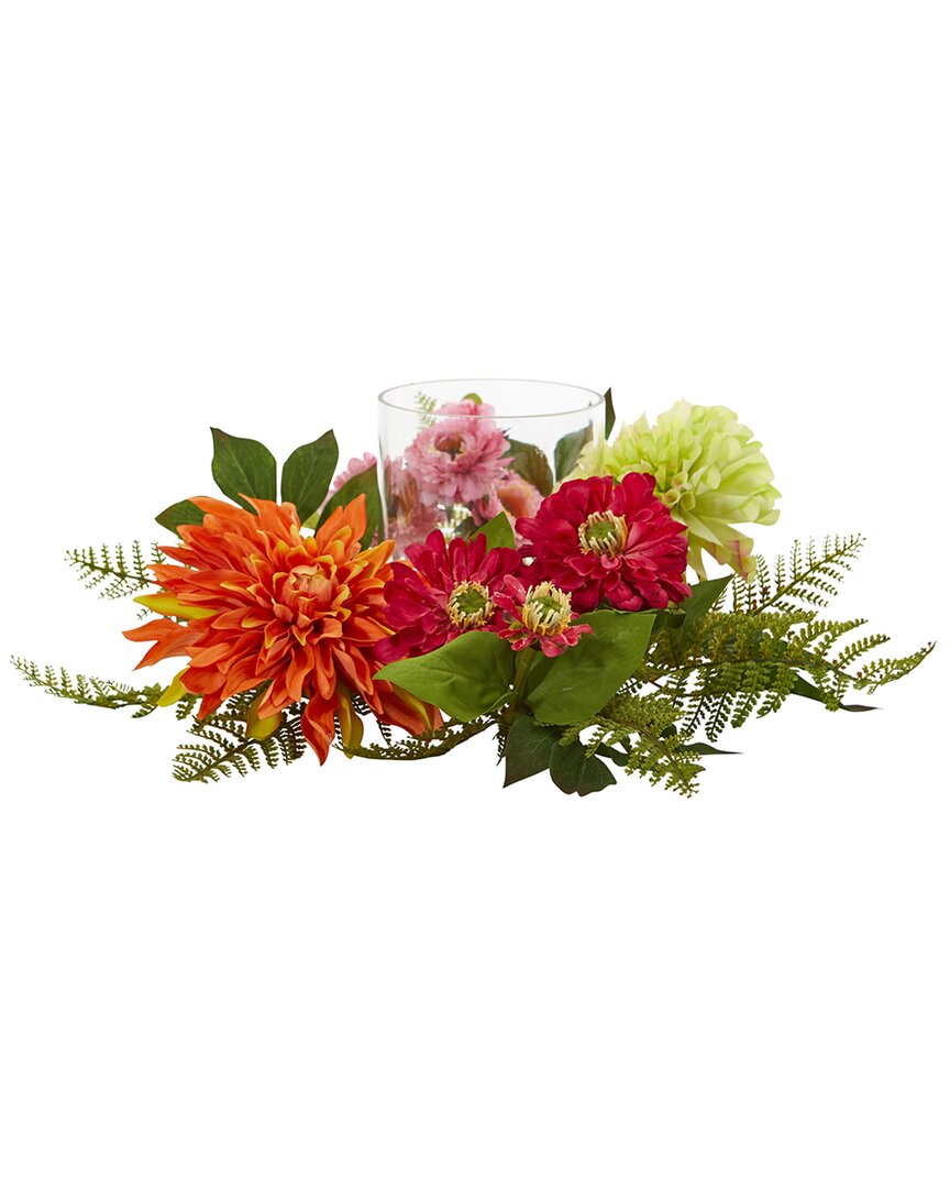 NEARLY NATURAL NEARLY NATURAL MIXED FLORAL & DAHLIA CANDELABRUM 