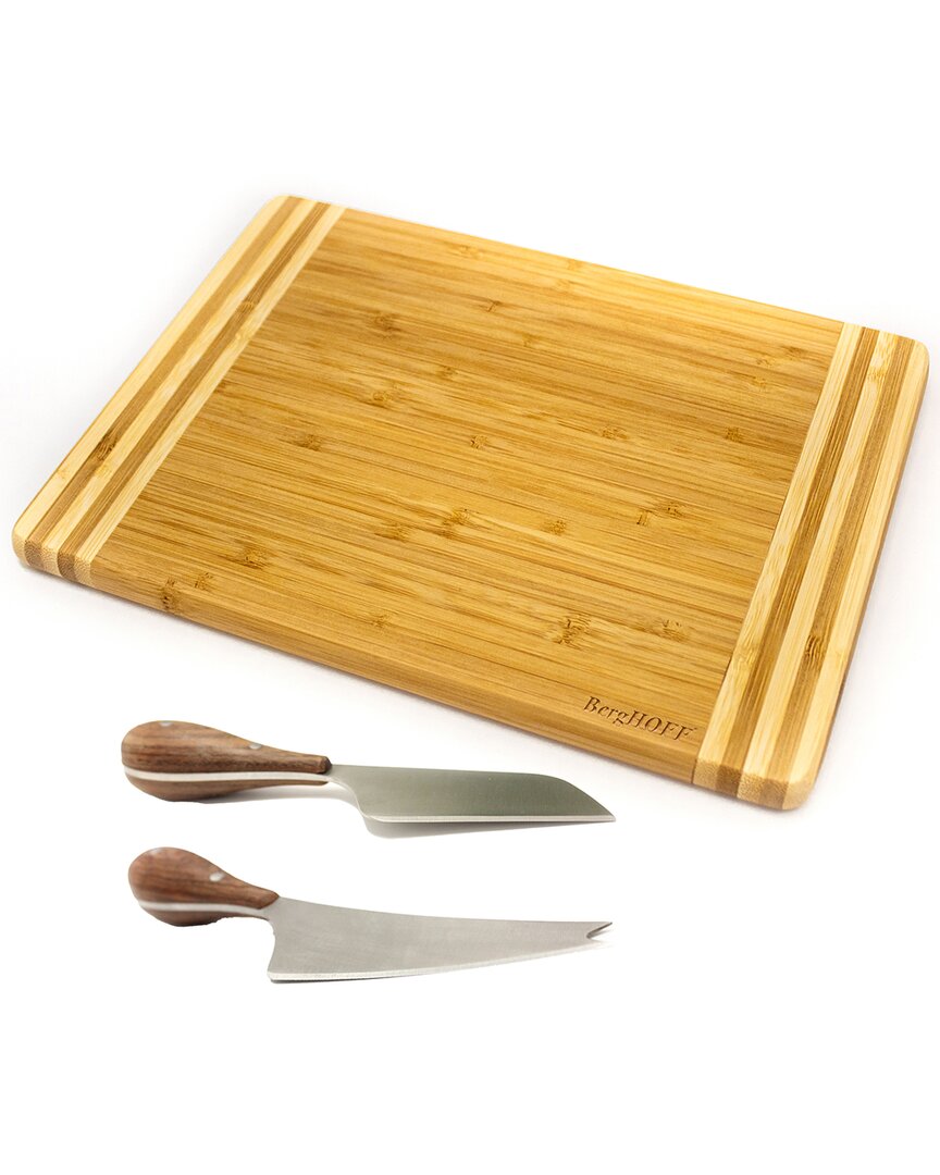 Shop Berghoff Bamboo 3pc Striped Board Set/aaron Probyn Cheese Knives Set In Silver