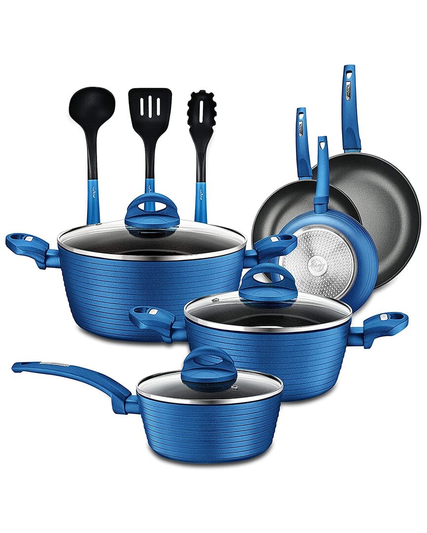 Nutrichef 12pc Blue Nonstick Cookware Set In Blue