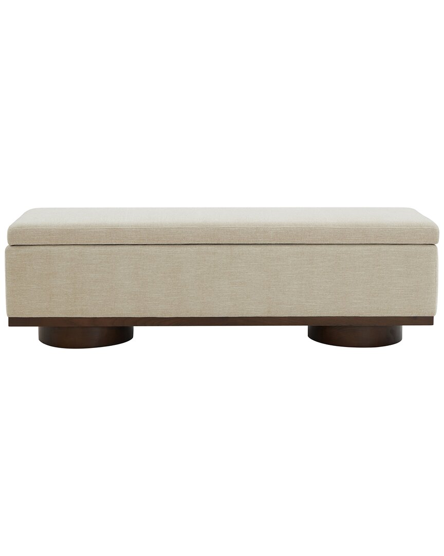 Safavieh Couture Vianna Linen Storage Bench In Beige