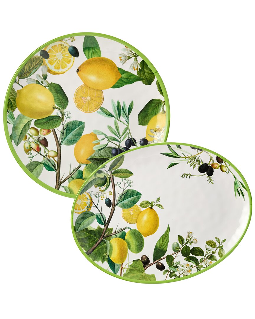 Certified International Limone Melamine 2pc Platter Set Round Platter