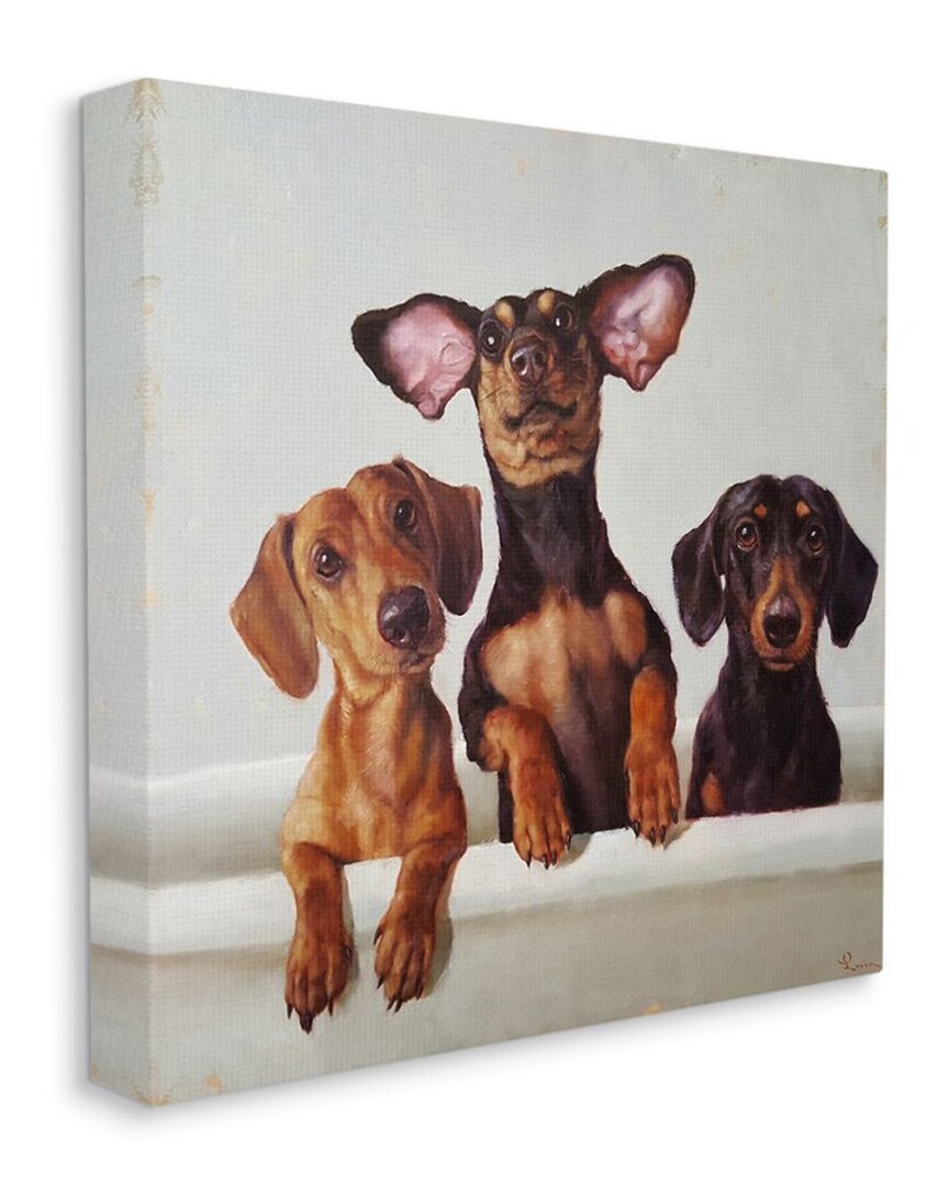Stupell Dachshunds In The Tub Pet Dog Bathroom Painting Wall Art In Off-white