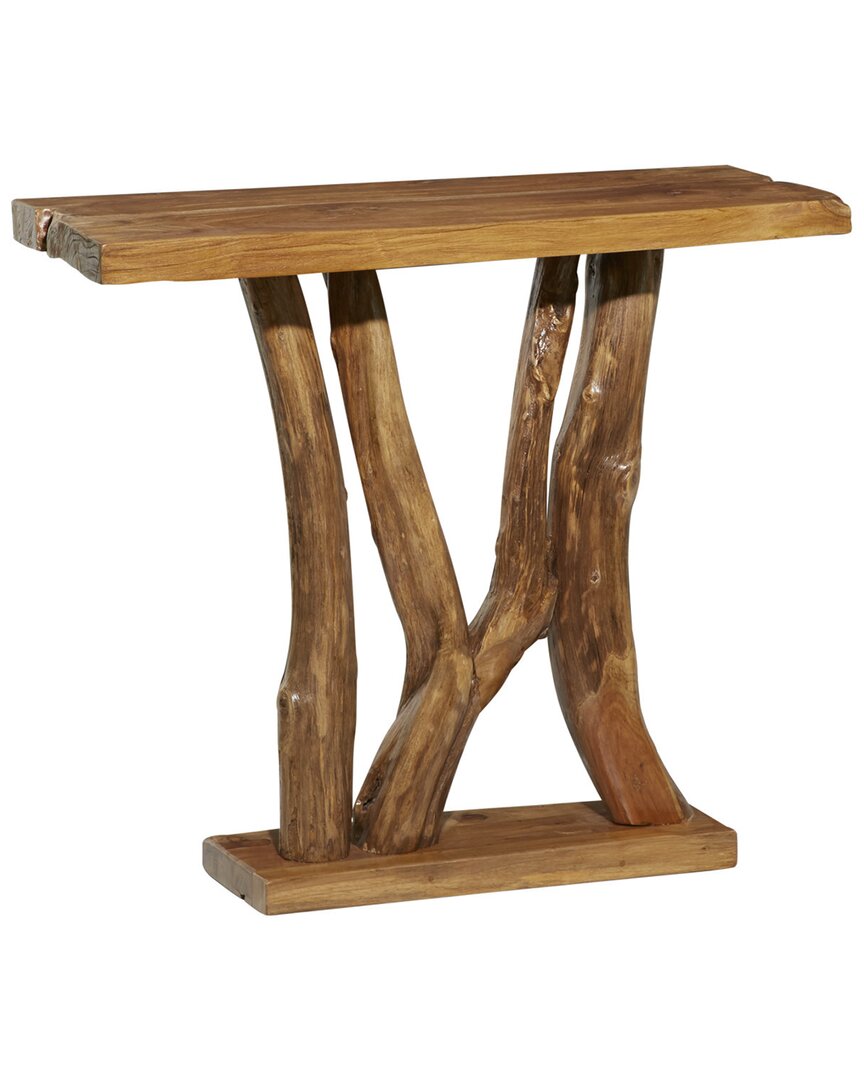 Peyton Lane Teak Wood Contemporary Console Table In Brown