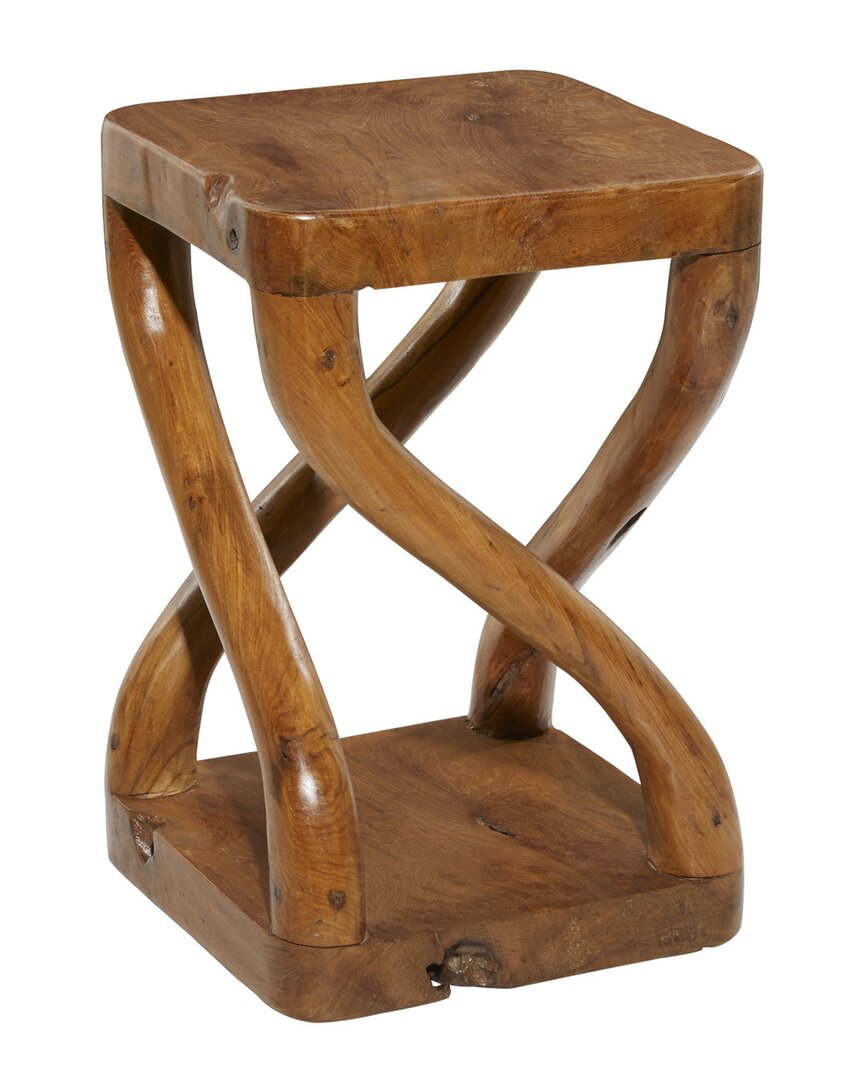 Peyton Lane Teak Wood Contemporary Stool In Brown