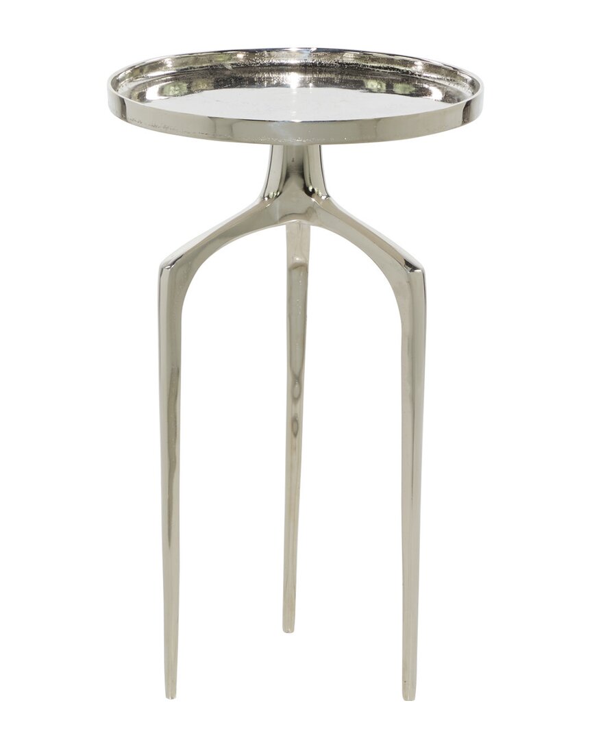Peyton Lane Round Silver Raised Edge Accent Table In Silver