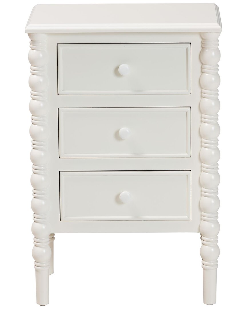 Baxton Studio Malinda Classic 3-drawer End Table With Spindle Legs