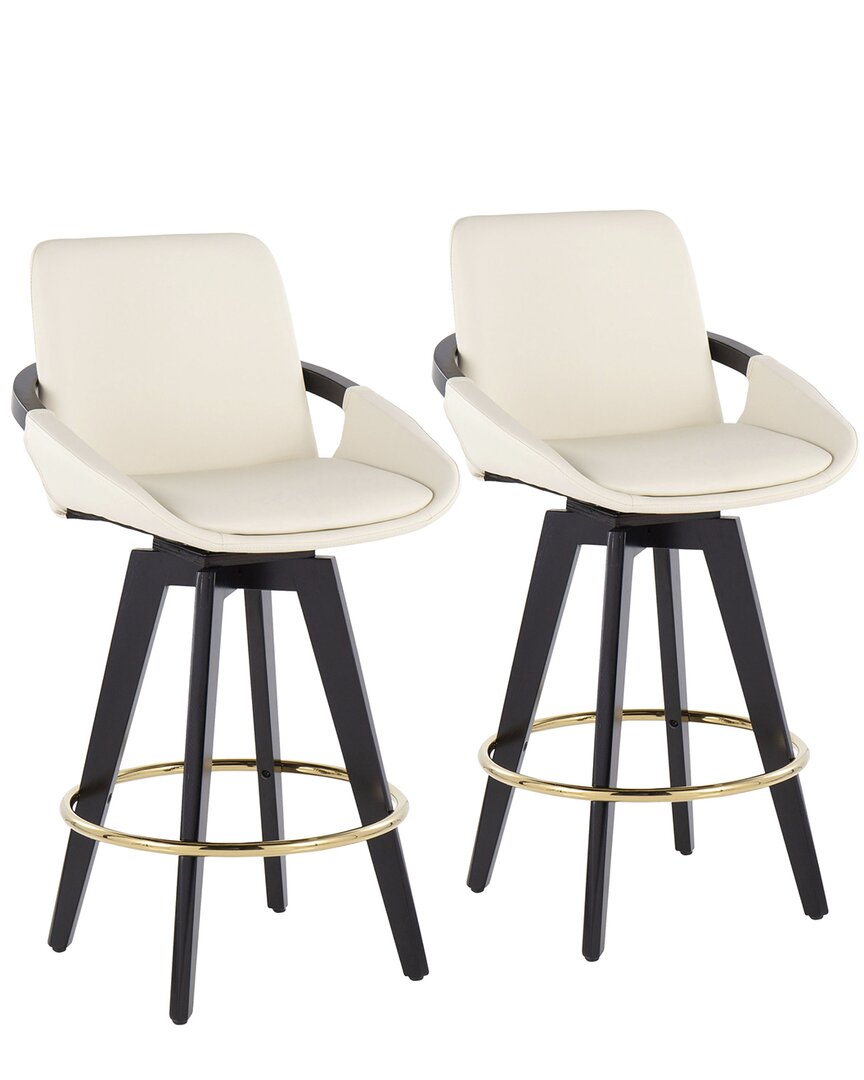 Lumisource Set Of 2 Cosmo Swivel Fixed-height Counter Stools In Black