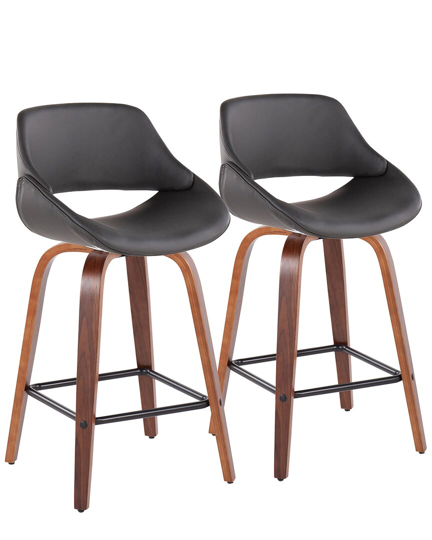 Lumisource Set Of 2 Fabrico Fixed-height Counter Stools In Brown
