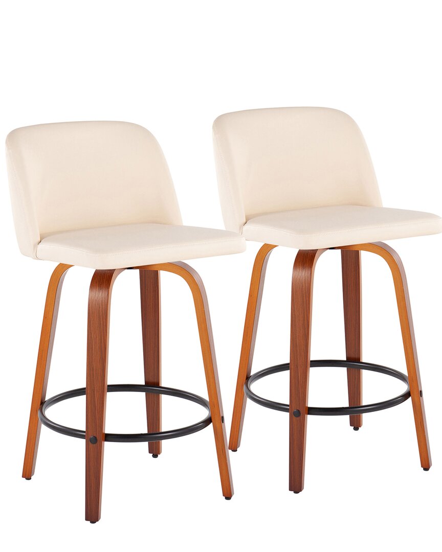 Lumisource Set Of 2 Toriano Fixed-height Counter Stools In Brown