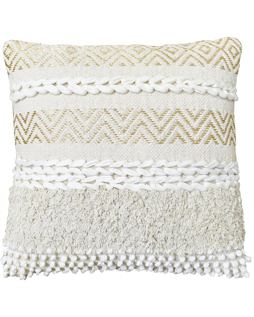 Tiramisu Handwoven Cotton Polyfilled Cushion In White