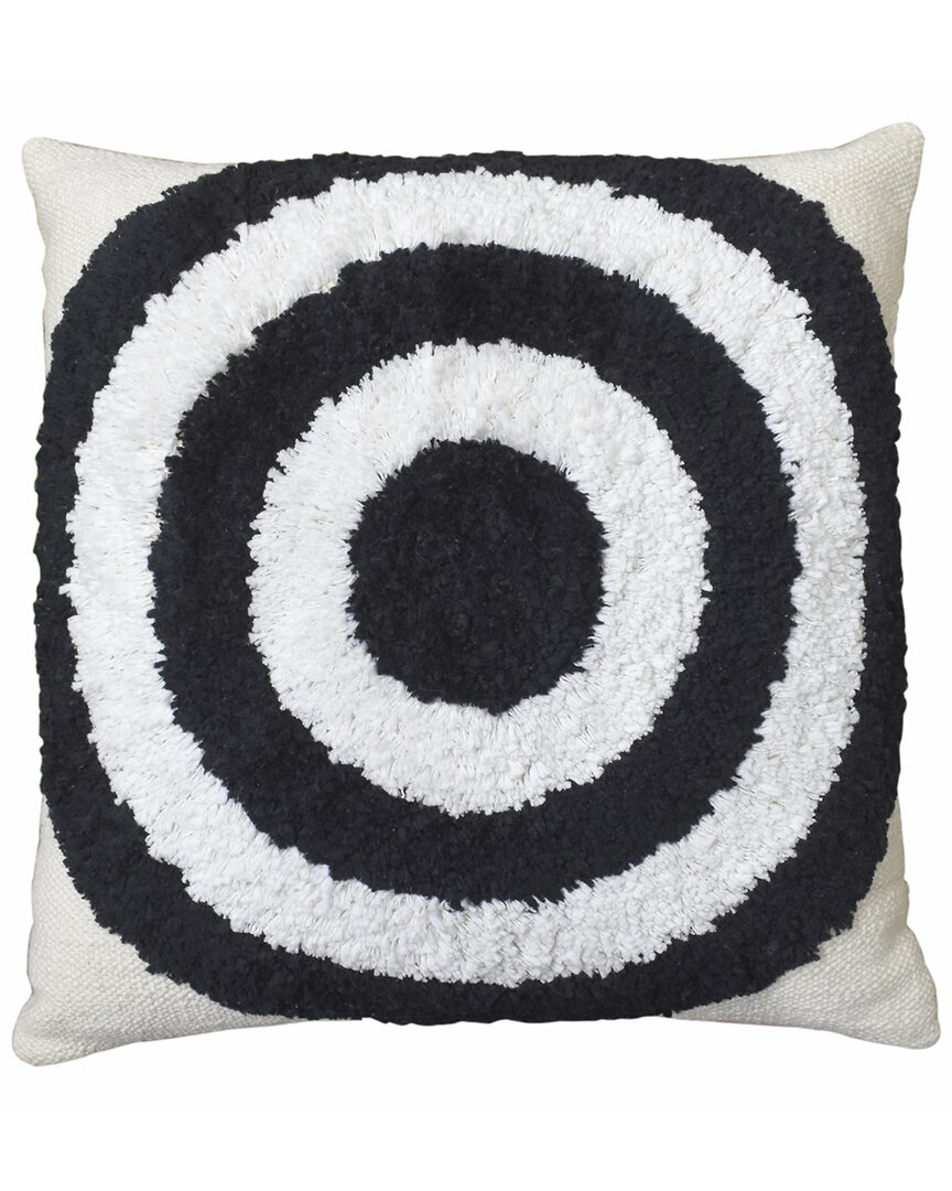 Tiramisu Handwoven Cotton Tufted Polyfilled Cushion In Black