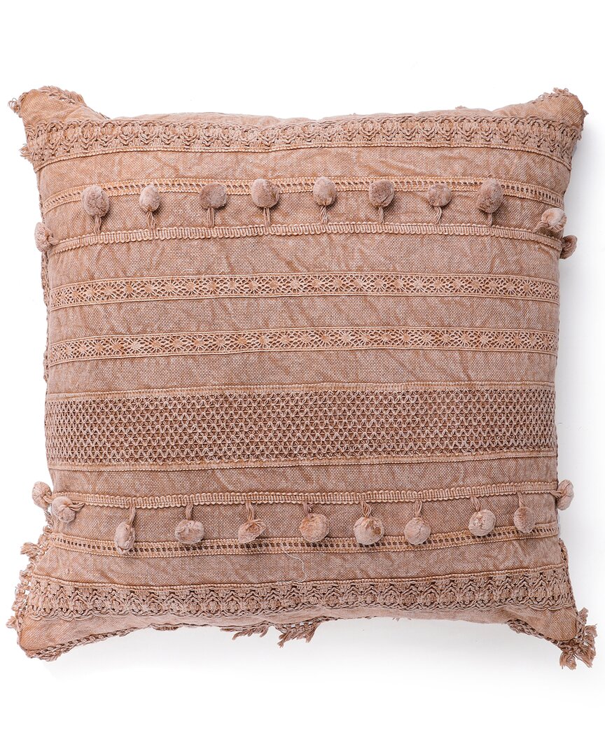 Tiramisu Pom Pom Polyfilled Pillow In Pink