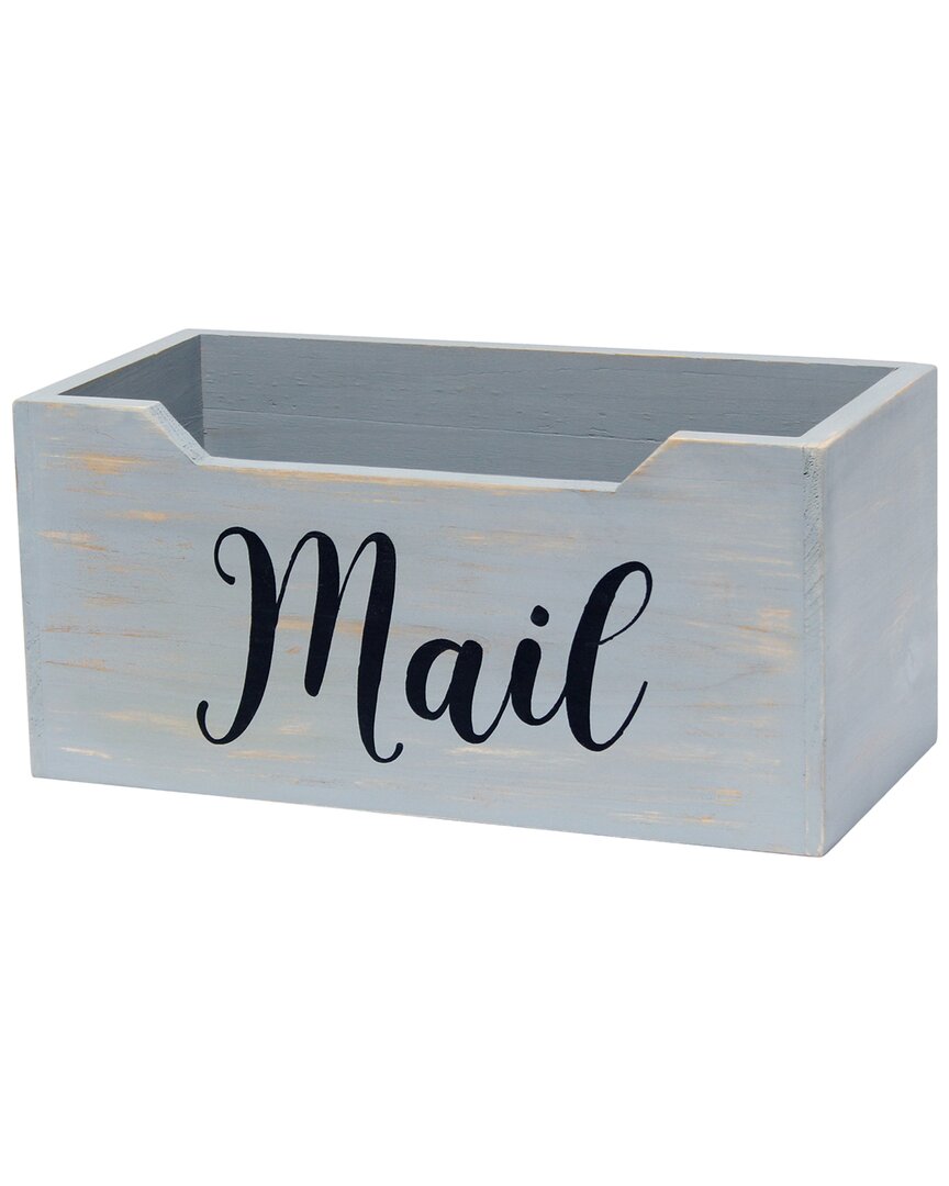 Lalia Home Rustic Farmhouse Wooden Tabletop Decorative Script Word Mail Organizer Box In Gray