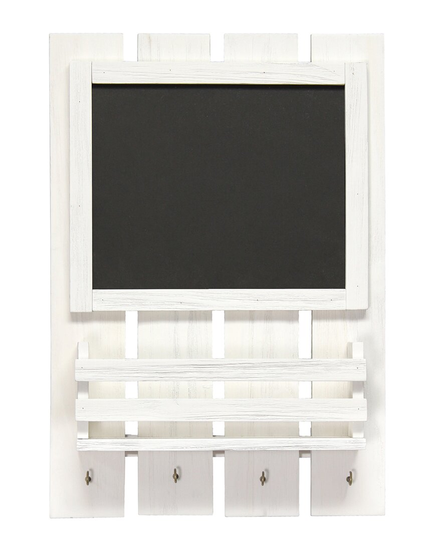 Shop Lalia Home Chalkboard Sign With Key Holder Hooks And Mail Storage In White