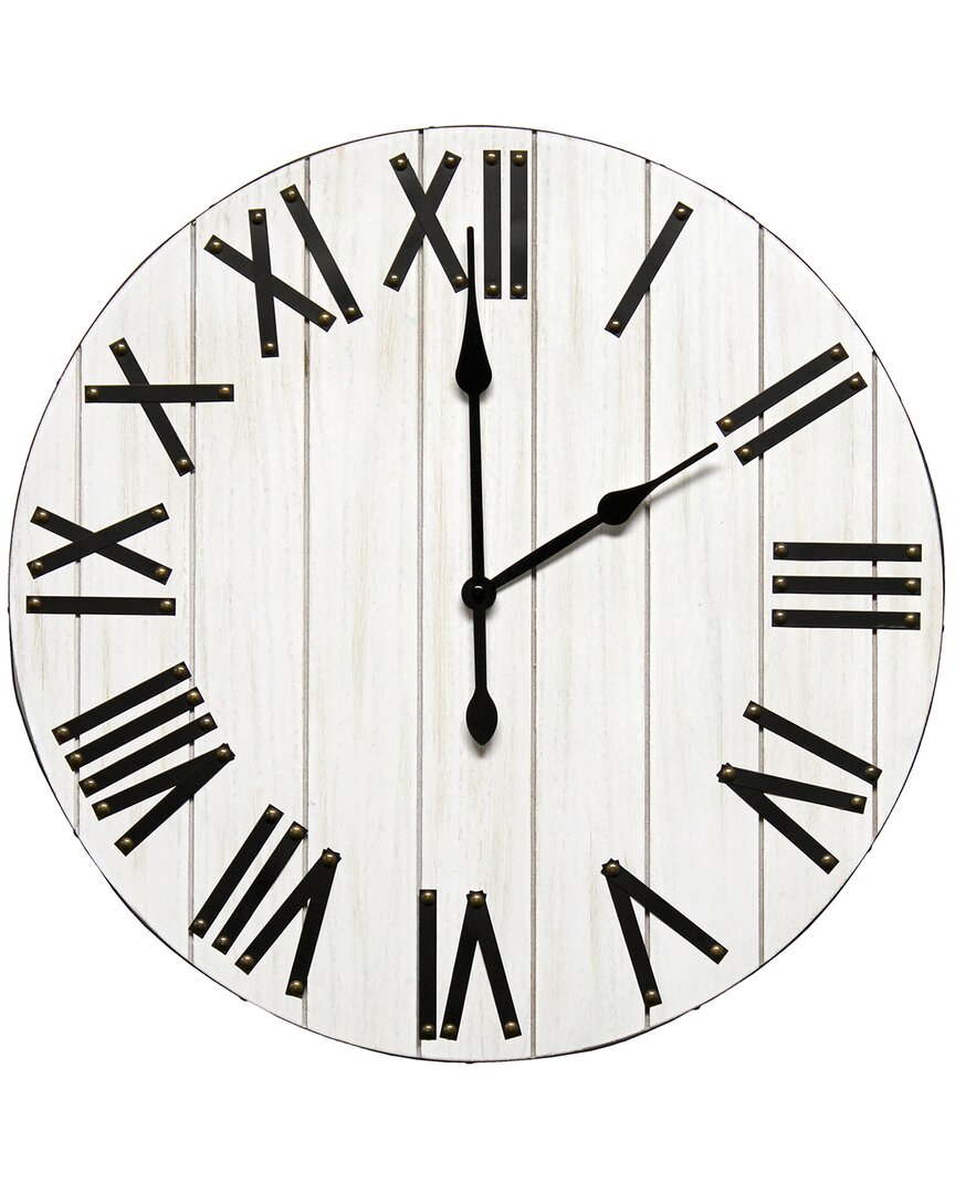 Lalia Home Handsome 21 Rustic Farmhouse Wood Wall Clock In White