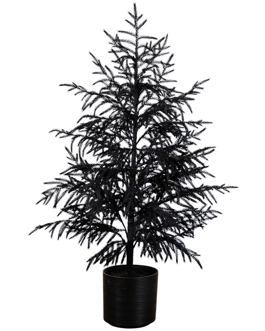 Nearly Natural 4ft. Artificial Halloween Real Touch Black Norfolk Pine  Christmas Tree In Black