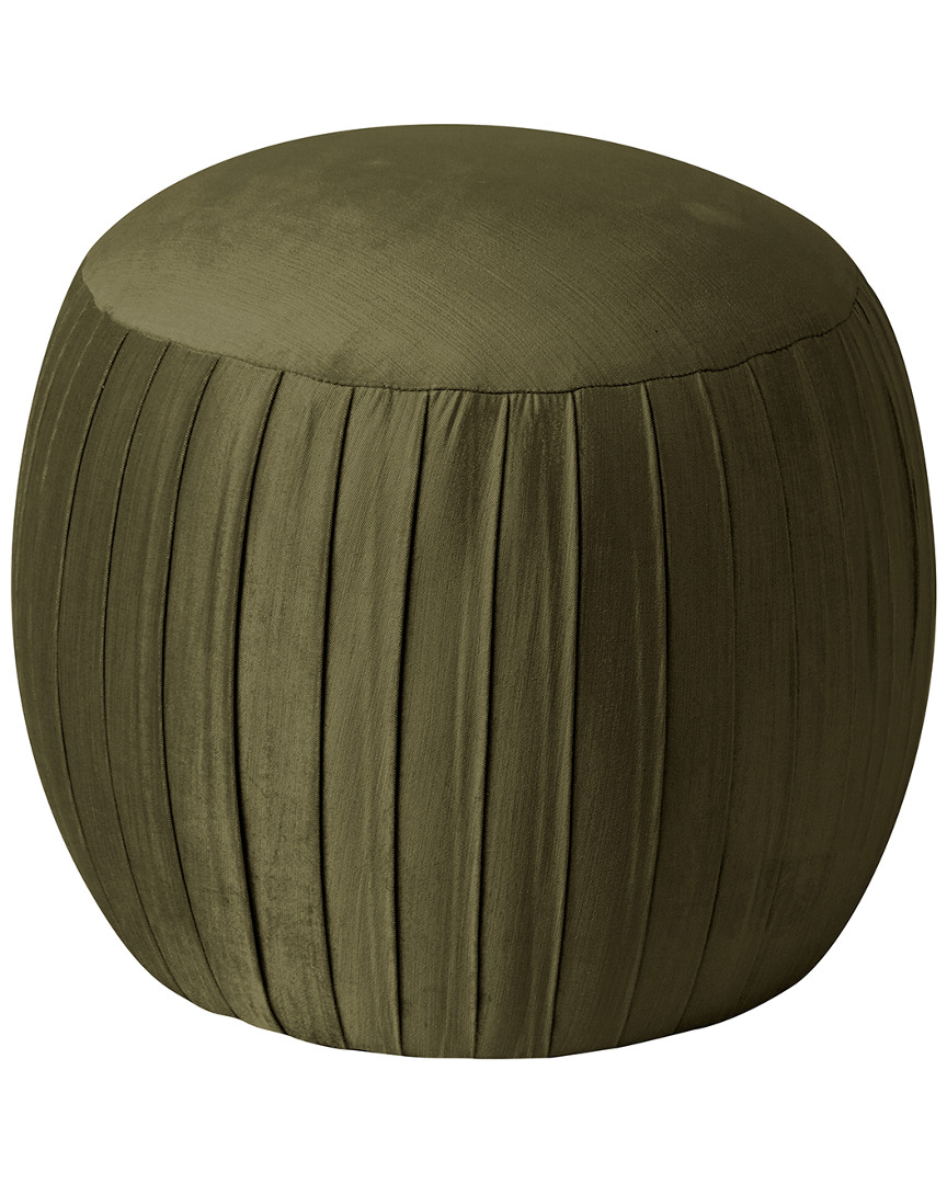 Skyline Furniture Round Shirred Ottoman In Green