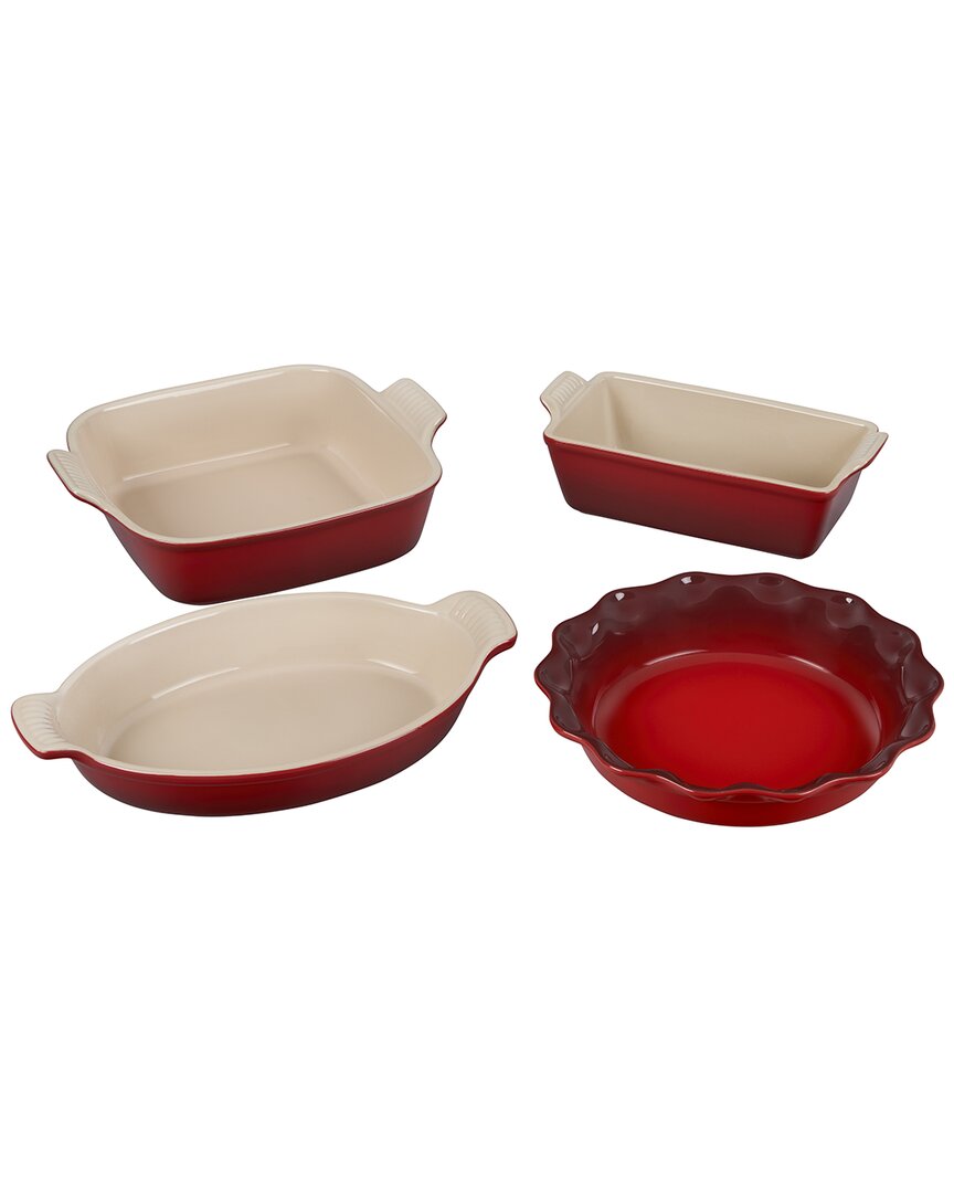 Le Creuset Stoneware 4-pc. Heritage Bakeware Essentials Set In Red