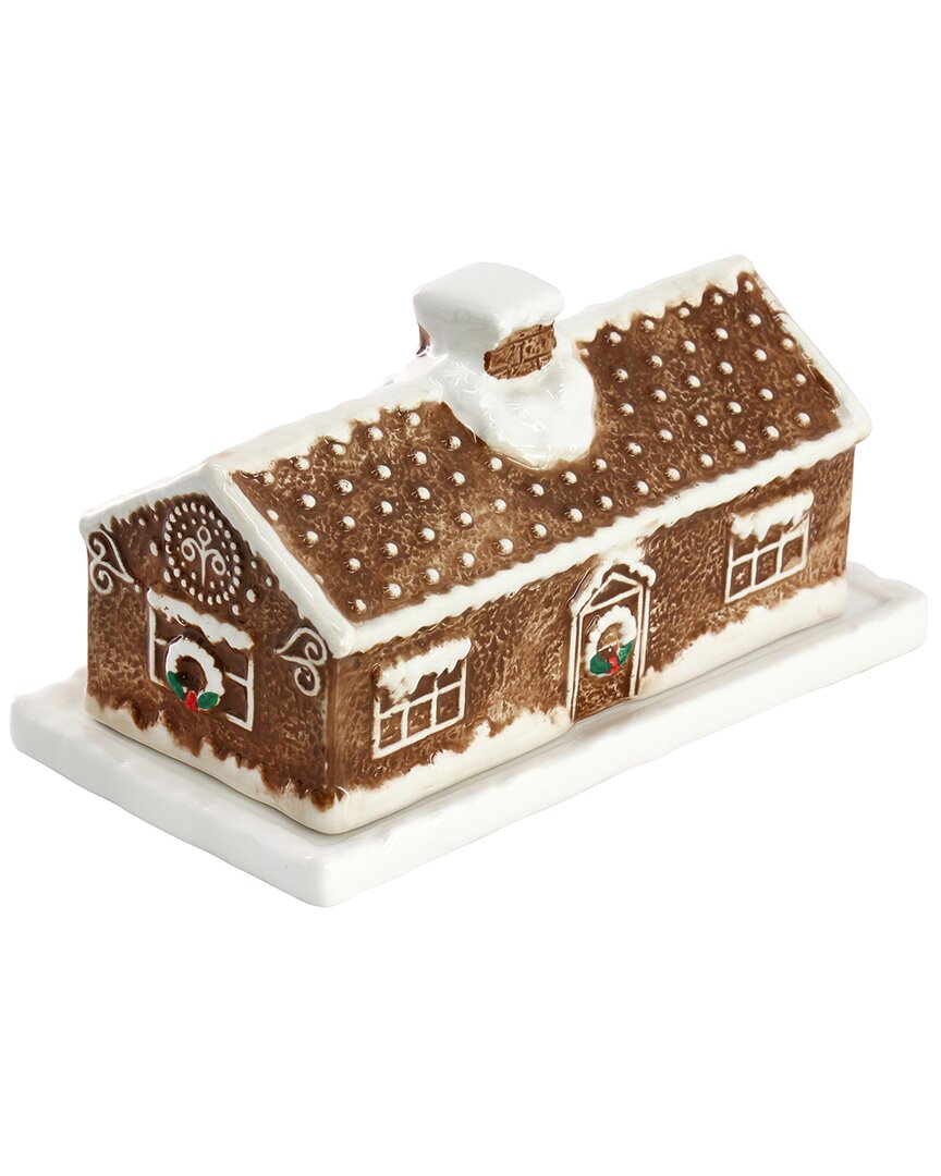 Martha Stewart 7x3.7in Ceramic Gingerbread House Butter Dish