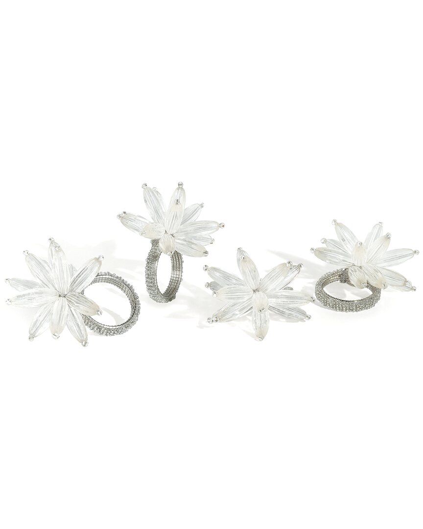 Tiramisu White Floral 4-pack Napkin Rings