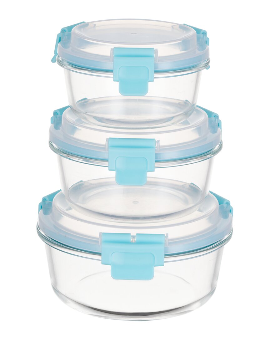 Genicook 3 Pc Round Container Hi-top Lids With Pro Grade Removable Lockdown Levers Set