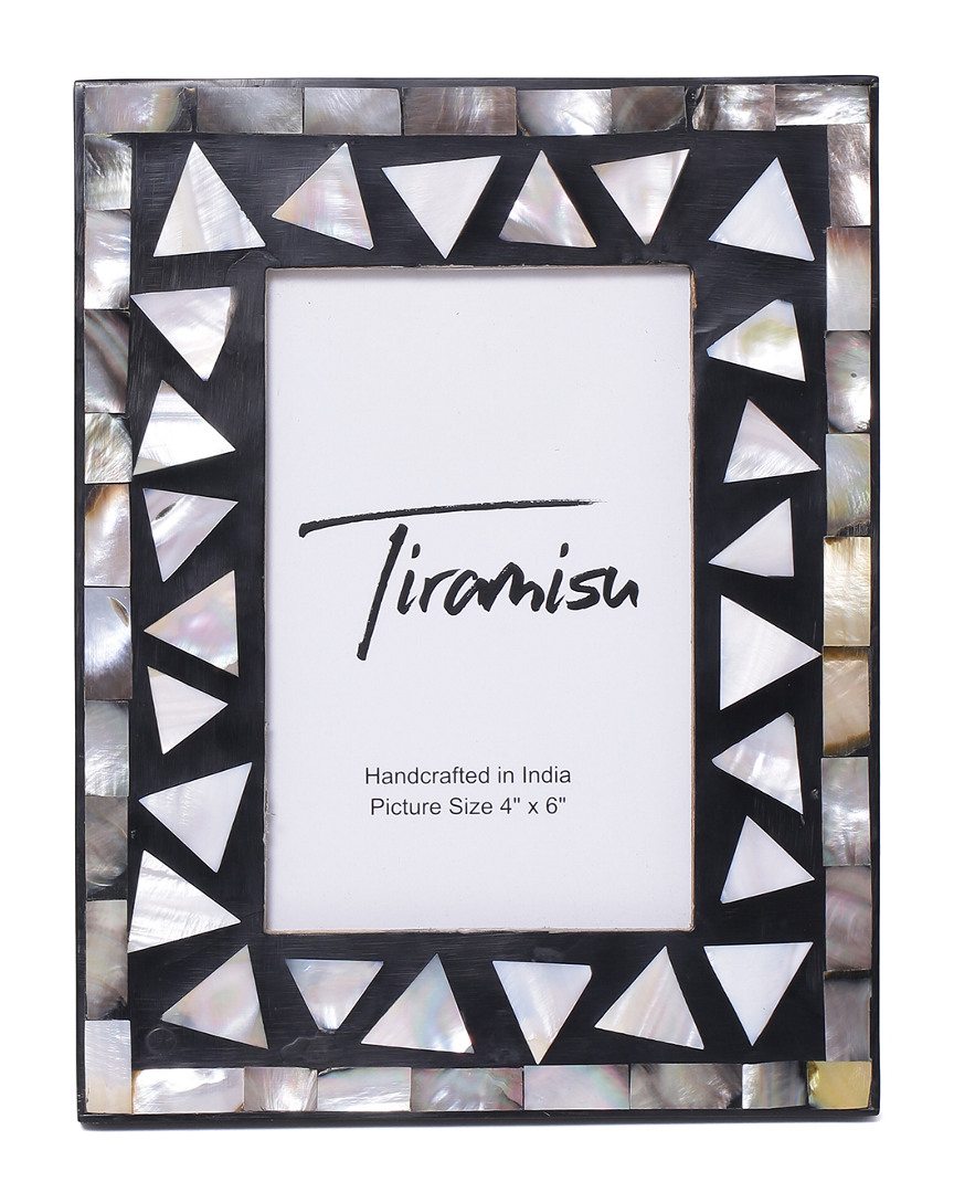 Tiramisu Mother-of-pearl Picture Frame-triangle Pattern In Black