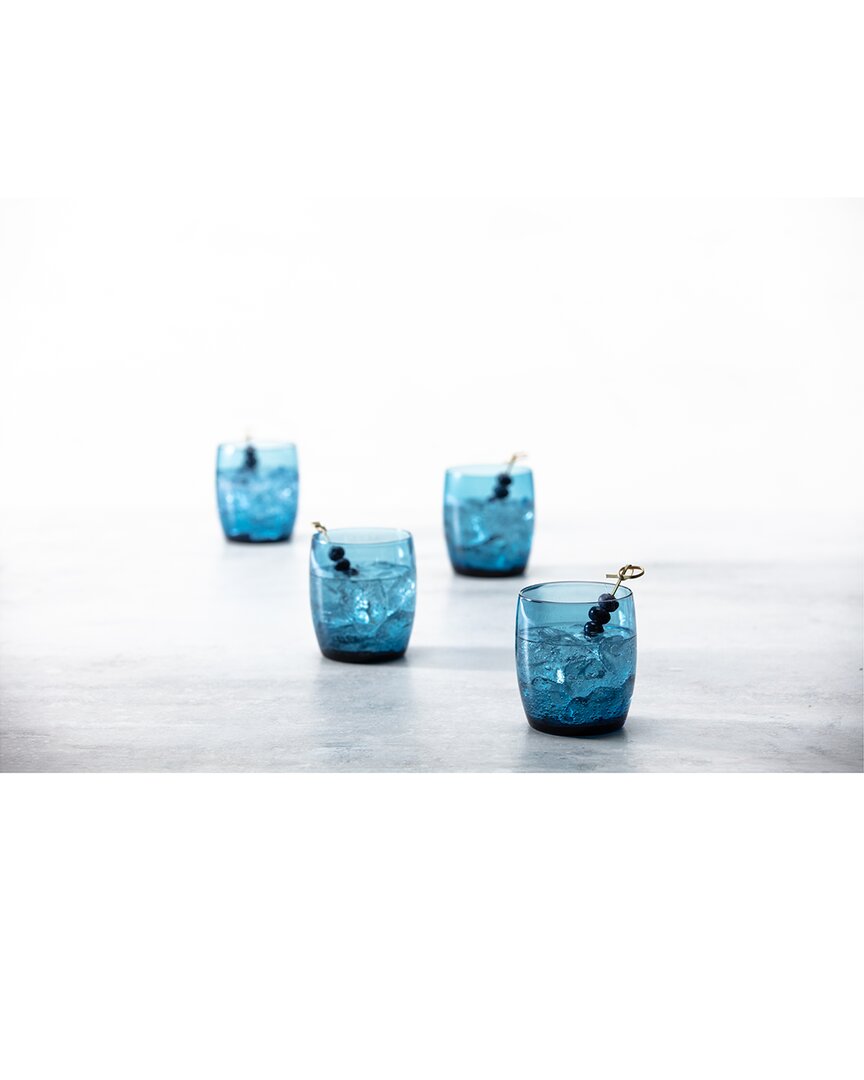 Fortessa Set Of 4 Gala Glass Blue Short Beverage Glasses In Blue