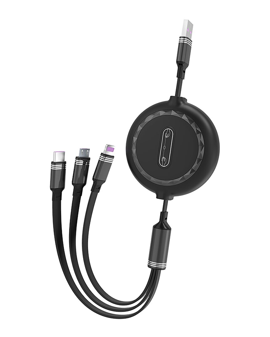 3p Experts Retractable 3n1 Usb Charging Cable In Black