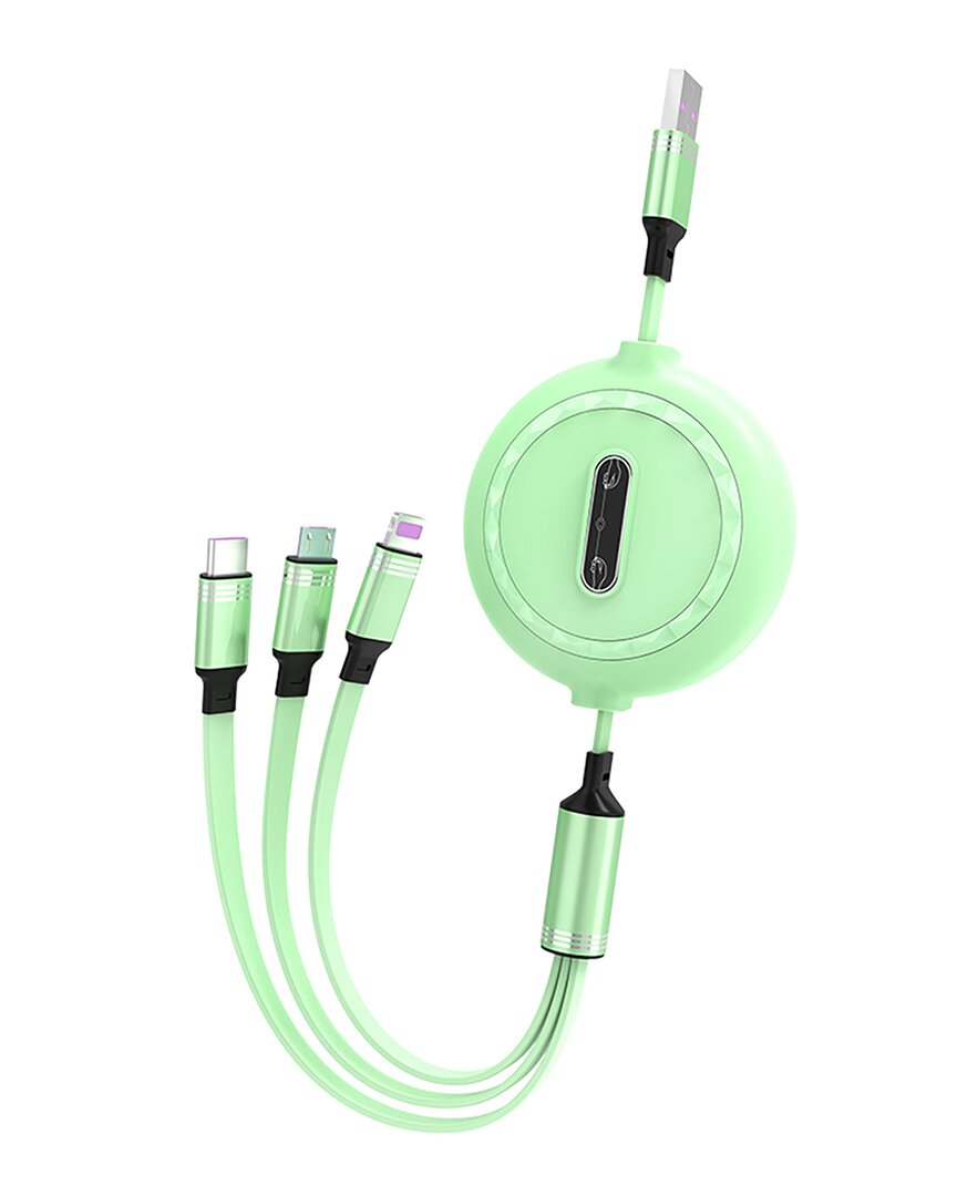 3p Experts Retractable 3n1 Usb Charging Cable In Green