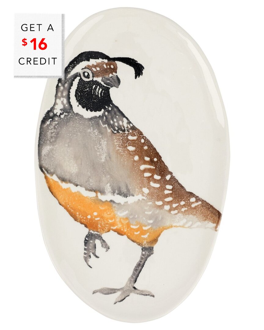Vietri Cacciatore Quail Small Oval Platter In Multi
