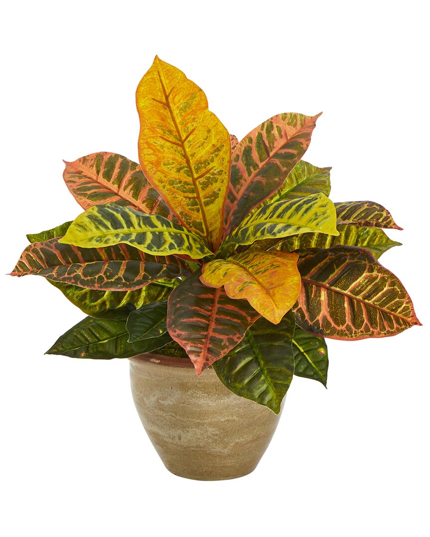 NEARLY NATURAL NEARLY NATURAL GARDEN CROTON ARTIFICIAL PLANT IN CERAMIC PLANTER (REAL TOUCH) 