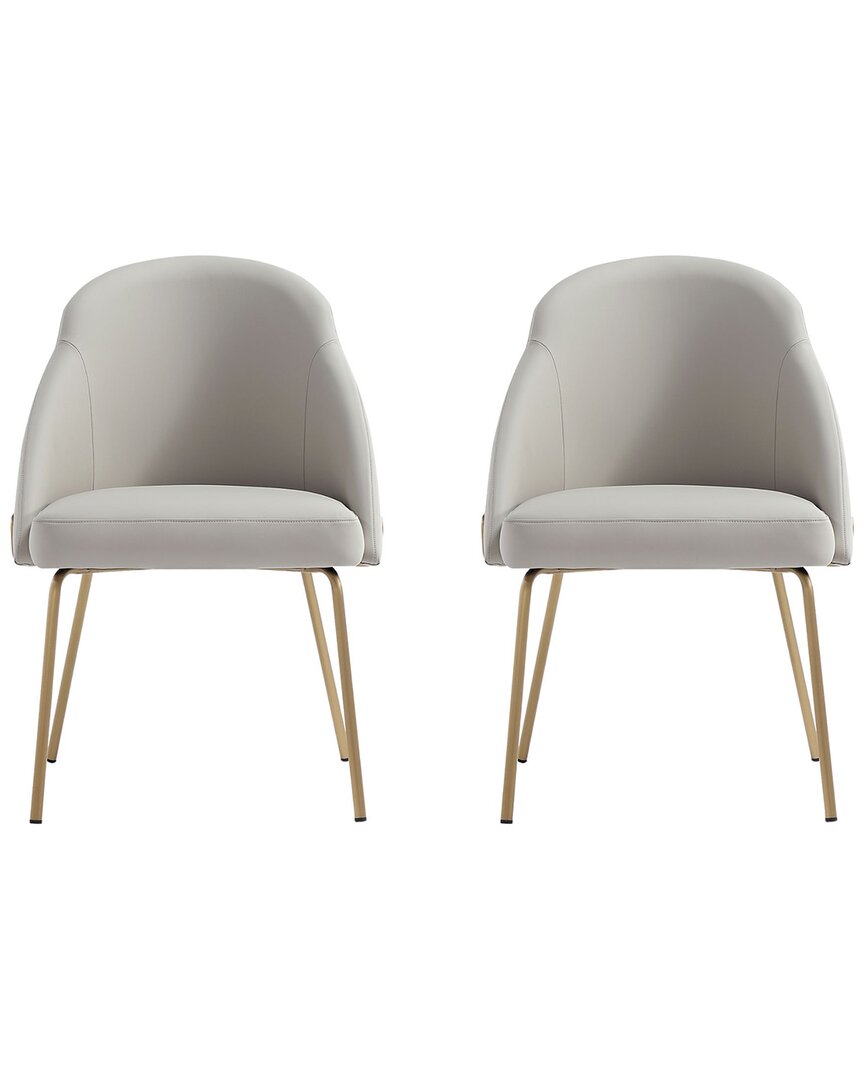 Manhattan Comfort Set Of 2 Gracie Modern Leatherette Dining Chairs With Steel  Legs