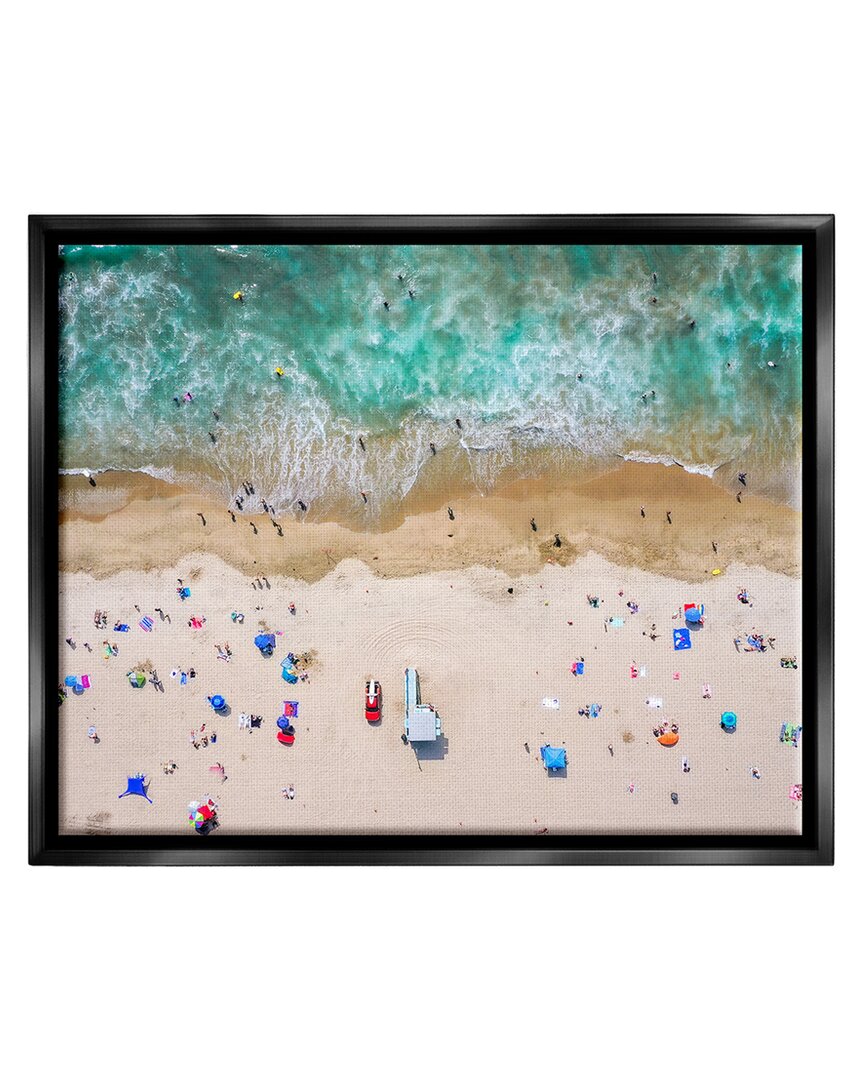 Stupell Aerial Summer Beach Umbrellas Framed Floater Canvas Wall Art By Jeff Poe Photography