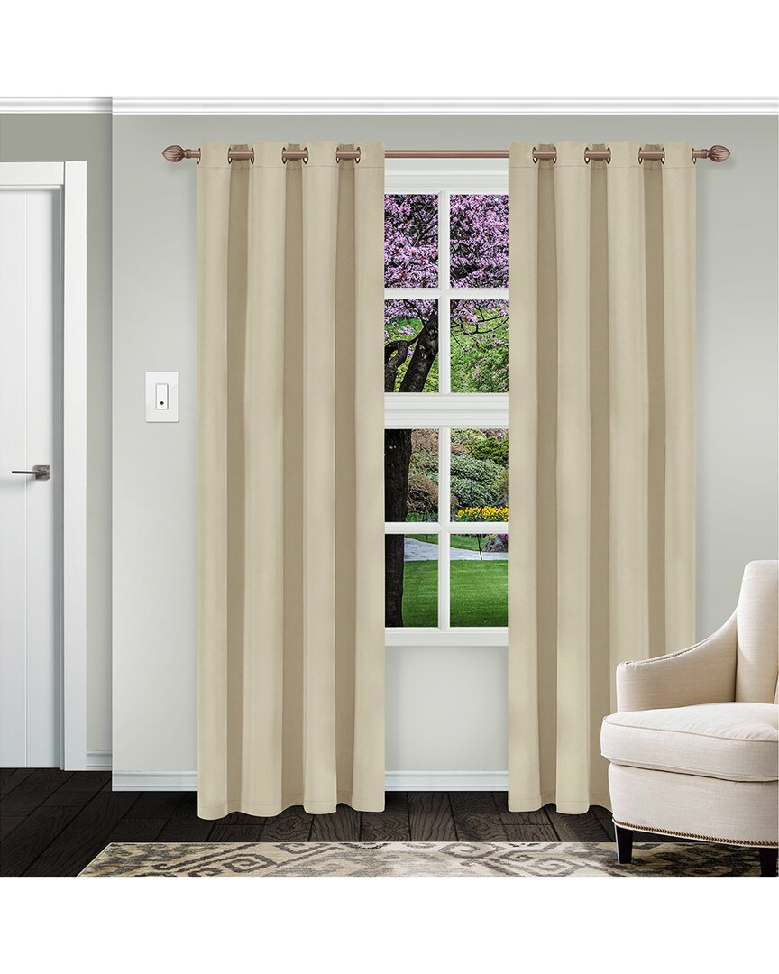 Superior Solid Insulated Thermal Blackout Grommet Curtain Panel Set In Ivory